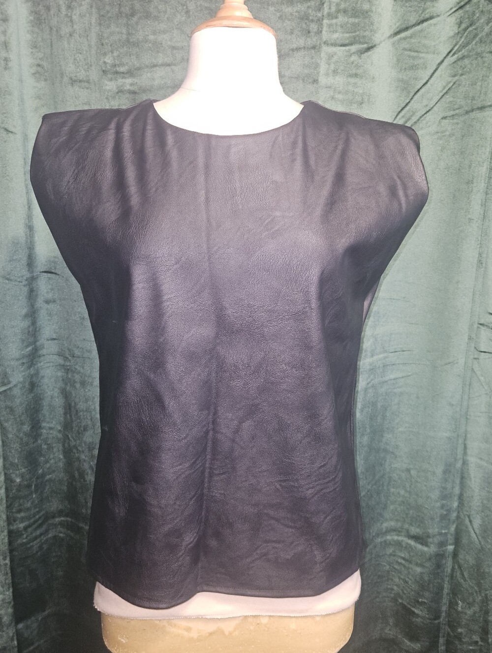 Venti6 Faux Leather Boxy Tank Top